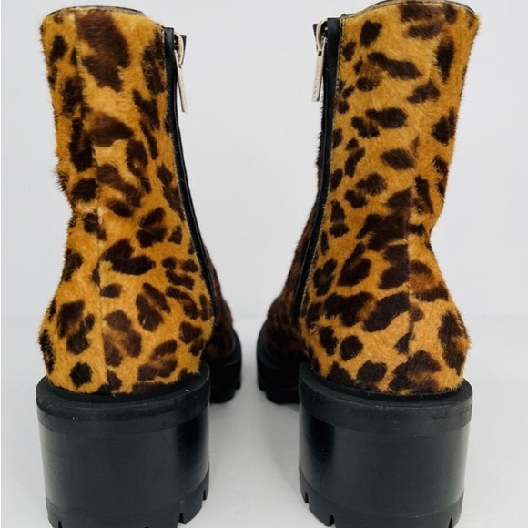 Jimmy Choo Mava Leopard Print Real Fur Moto Biker Lug Ankle Boots - Picture 3 of 7